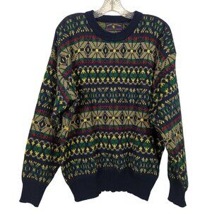 Vintage Apparel Workshop‎ Geometric Sweater XL Fair Isle Nordic Retro 80s 90s